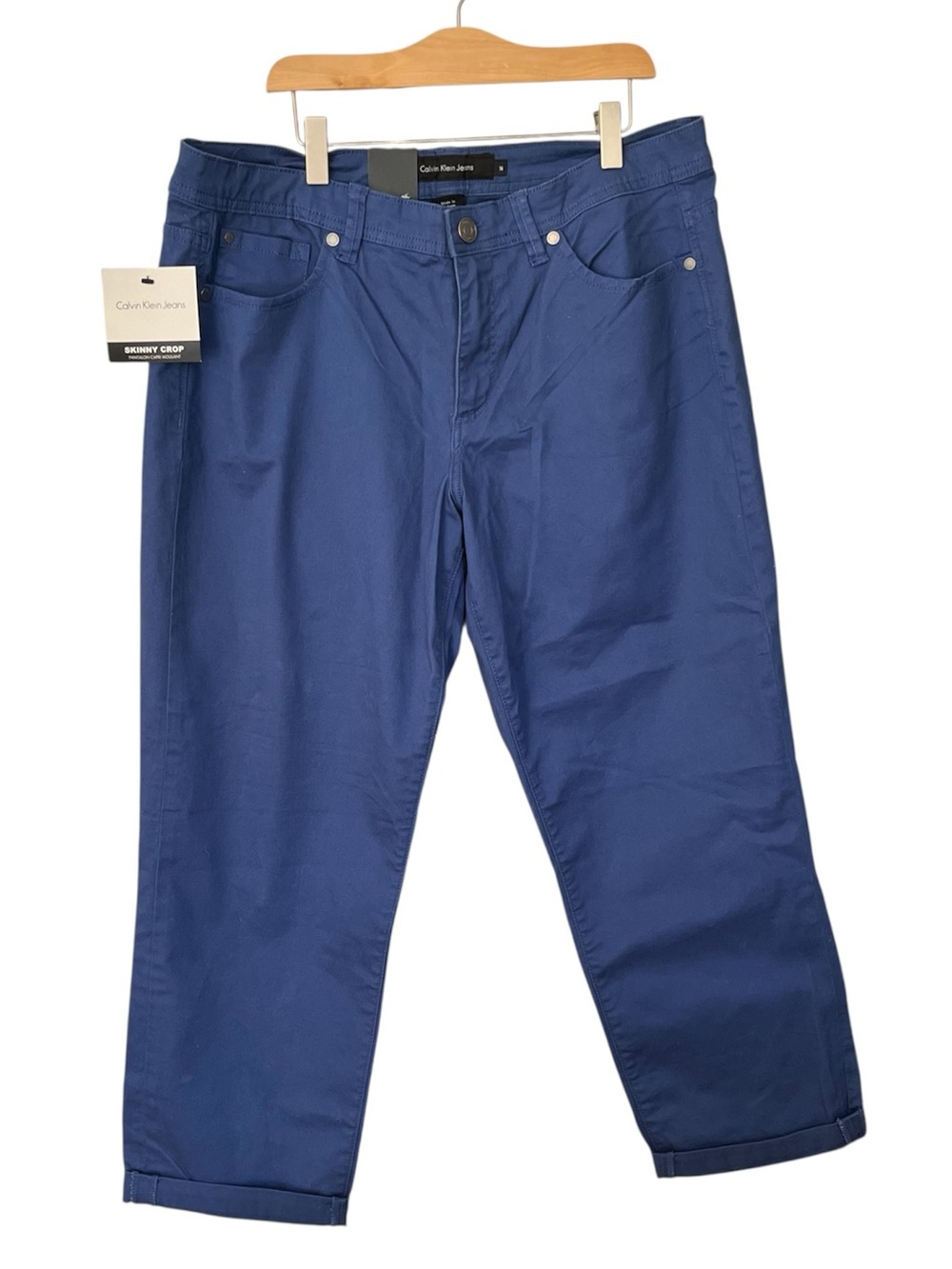 NWT Calvin Klein Women’s Royal Blue Skinny Cropped Straight Jeans Size 14